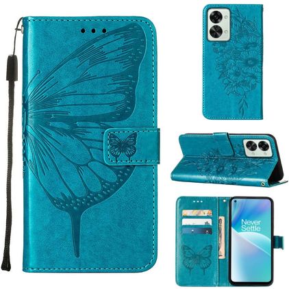 Mobigear Butterfly OnePlus Nord 2T 5G Plånboksfodral med sedelfack - Blå