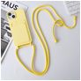 Mobigear Lanyard Card iPhone 15 Plus Silicone Case with lanyard and Card Holder - Yellow