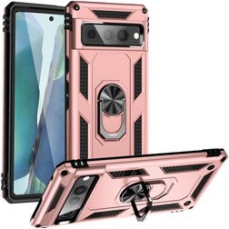 Mobigear Armor Ring Google Pixel 7 Pro Plástico rígido Capa traseira Antichoque com anel - Rosa dourado
