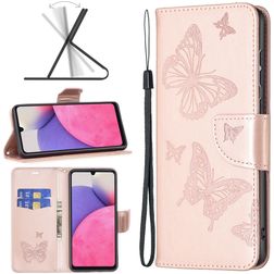 Mobigear Butterfly Samsung Galaxy A33 Funda tipo libro Cartera - Oro rosa