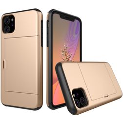 Mobigear Card iPhone 11 Hard Case Back cover Shockproof with Card Holder - Gold