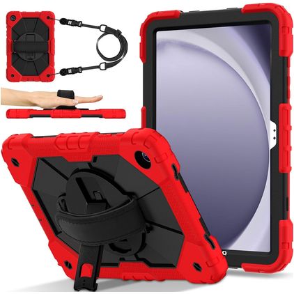 Mobigear SureGrip Xtreme Samsung Galaxy Tab A9 Plus (2023) Plastica rigida / Silicone Back cover + Tracolla + Supporto - Rosso