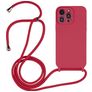 Mobigear Lanyard iPhone 14 Pro Max Silikon Kryt se šňůrkou - Vínová