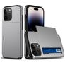 Mobigear Card iPhone 15 Pro Funda Plástico rígido Carcasa Antigolpes con tarjetero - Gris