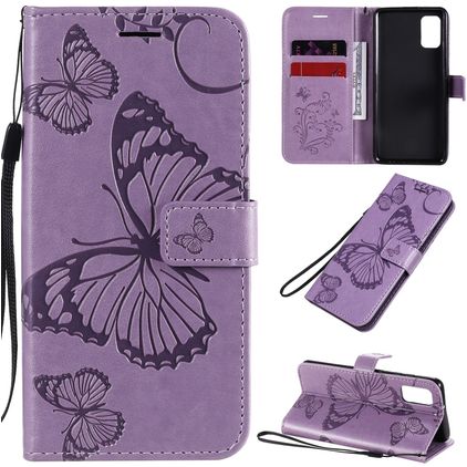 Mobigear Butterfly Samsung Galaxy A41 Lompakkokotelo + Setelitasku - Violetti