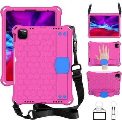 Mobigear HexStrap iPad Air 4 (2020) Plastica rigida / Schiuma EVA Back cover + Portapenna + Tracolla + Supporto - Rosa