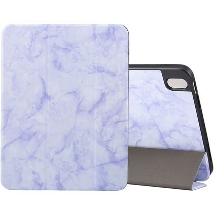 Mobigear Tri-Fold Marble iPad Air 11 polegadas (2024) Capa livro + Suporte para caneta stylus - Roxo