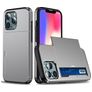Mobigear Card iPhone 13 Hardcase Etui plecki Wstrząsoodporne z kieszenią na karty - Szary