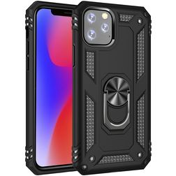Mobigear Armor Ring iPhone 11 Pro Max Hard Case Back cover Shockproof with Ring Holder - Black