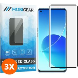 Mobigear Premium OPPO Reno 6 Pro 5G Vetro Protezione schermo - Compatibile con le cover - Nero (confezione da 3)