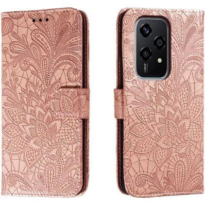 Mobigear Flowers HONOR 200 Lite Plånboksfodral med sedelfack - Roséguld