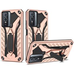 Mobigear Armor Stand Vivo Y76 Funda Plástico rígido Carcasa Antigolpes con soporte - Oro rosa