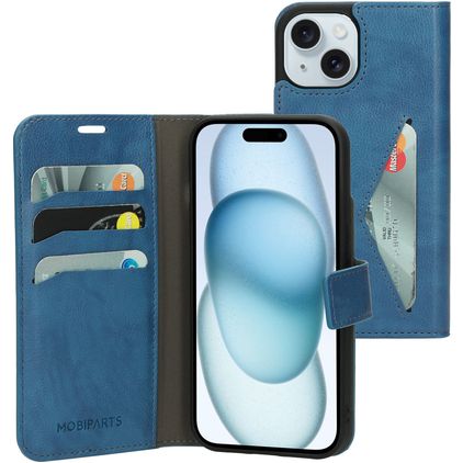 Mobiparts Classic Wallet iPhone 15 Funda tipo libro Cartera - Steel Blue
