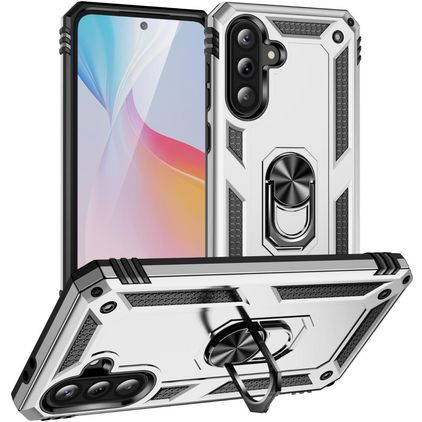 Mobigear Armor ring Samsung Galaxy A37 Kova Suojakuori Iskunkestävä + Sormuspidike - Hopea