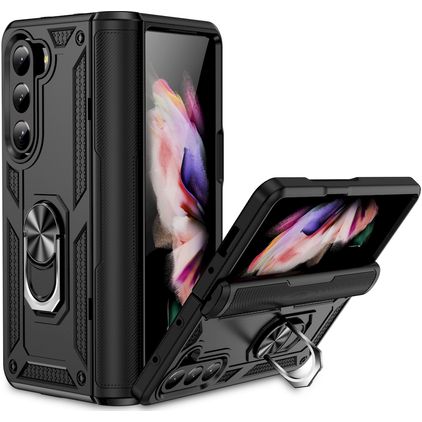 Mobigear Armor Ring Samsung Galaxy Z Fold 5 Hårdt Bagsidecover Stødsikkert med ringholder - Sort