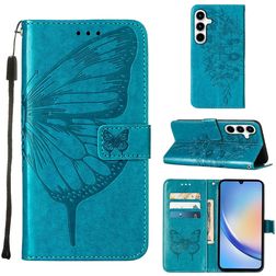 Mobigear Butterfly Samsung Galaxy A35 Plånboksfodral med sedelfack - Blå