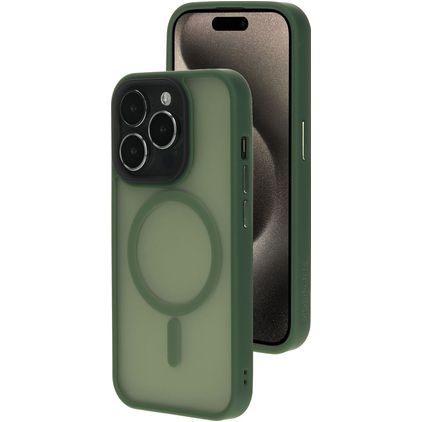 Mobiparts Hardcover iPhone 15 Pro MagSafe Hårdt Bagsidecover - Satin Green