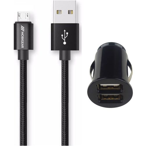 Mobigear Essentials Dual USB Billaddare Micro USB 1 m 12W 2,4A - Svart