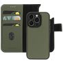 Mobiparts iPhone 15 Pro MagSafe Funda Piel auténtica Funda tipo libro 2 en 1 con carcasa extraíble Cartera - Verde
