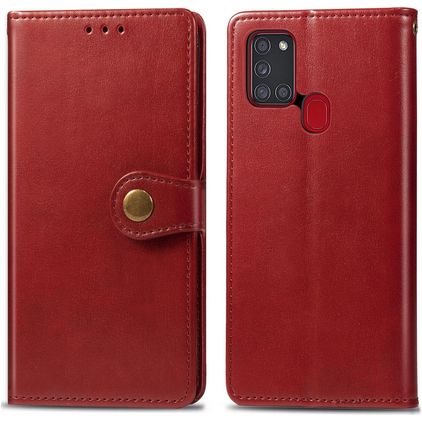Mobigear Snap Button Samsung Galaxy A21s Wallet case - Red