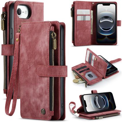 CaseMe C30 iPhone 16e Lompakkokotelo + Setelitasku - Punainen