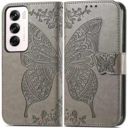 Mobigear Butterfly OPPO Reno 12 Pro Capa livro Carteira - Cinzento