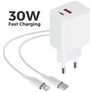Mobiparts Wall Charger Dual USB / USB-C USB-C 1 Meter Power Delivery 30W 3A - White