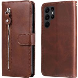 Mobigear Zipper Samsung Galaxy S23 Ultra Capa livro Carteira - Castanho