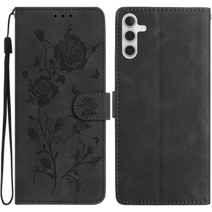 Mobigear Flowers Samsung Galaxy A17 Wallet case - Black