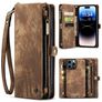 CaseMe 008 iPhone 14 Pro Max Cover Aftageligt 2-i-1-pungetui med Seddelrum - Brun