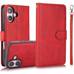 Mobigear Wallet iPhone 16 Cover Aftageligt 2-i-1-pungetui med Seddelrum - Rød