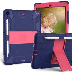 Mobigear ShieldStand iPad 7 (2019) Capa Plástico rígido / Silicone Capa traseira + Suporte para caneta stylus + Suporte - Azul / Rosa