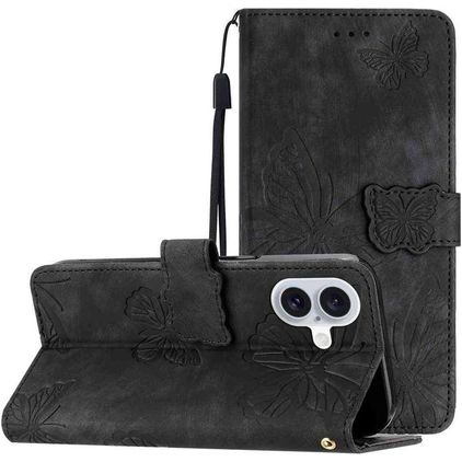 Mobigear Butterfly iPhone 17 Cover a libro portafoglio - Nero