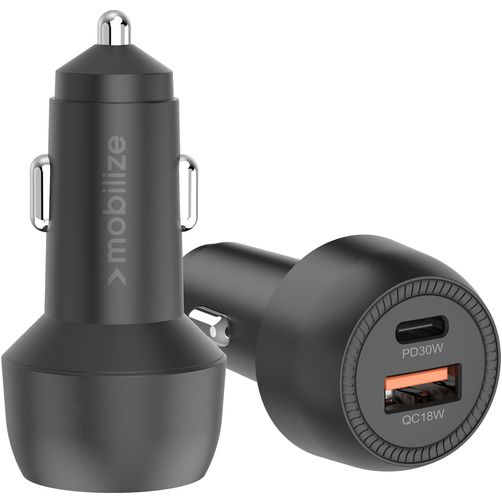 Mobilize Dual USB / USB-C Carregador de isqueiro Power Delivery 48W - Preto