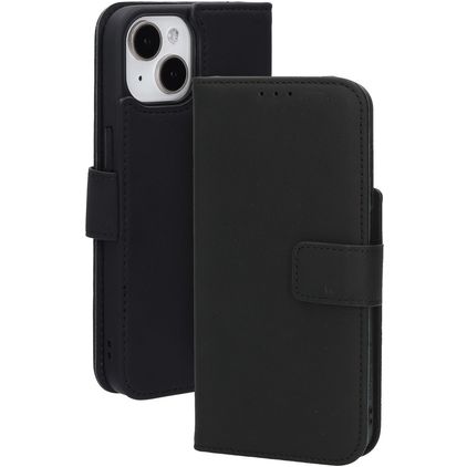 Mobiparts Wallet iPhone 15 MagSafe Pele genuína Capa livro Carteira - Preto