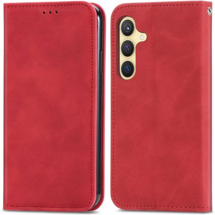 Mobigear Retro Slim Samsung Galaxy S25 Funda tipo libro - Rojo