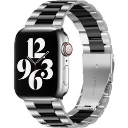 Mobigear Antwerp Rustfrit stål Apple Watch Urrem Sommerfuglelås - 42/41/40/38 mm - Sort / Sølv
