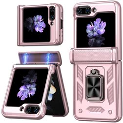 Mobigear Armor ring Samsung Galaxy Z Flip 7 FE Plástico rígido Capa traseira Antichoque com anel - Rosa dourado