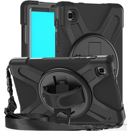Mobigear SureGrip XGuard Samsung Galaxy Tab A7 Lite Case Plastic / Silicone Back cover + Shoulder Strap + Stand - Black