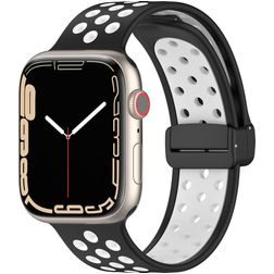 Mobigear Sport Plus Mag Silikone Apple Watch Urrem Magnetlås - 42/41/40/38 mm - Hvid / Koksgrå
