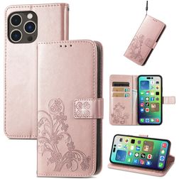 Mobigear Clover iPhone 15 Pro Max Wallet case - Rose Gold