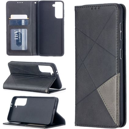 Mobigear Rhombus Slim Samsung Galaxy S21 Capa livro - Preto