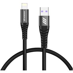 Mobigear Nylon USB-A till Apple Lightning Kabel MFI 0,4 m - Svart