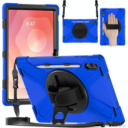 Mobigear SureGrip XGuard Samsung Galaxy Tab S11 Ultra Capa Plástico rígido / Silicone Capa traseira + Suporte para caneta stylus + Alça de ombro + Suporte - Azul