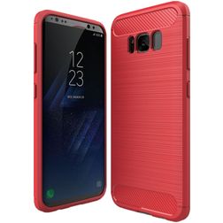 Mobigear Brushed Slim Samsung Galaxy S8 Fleksibel TPU Bagsidecover - Rød