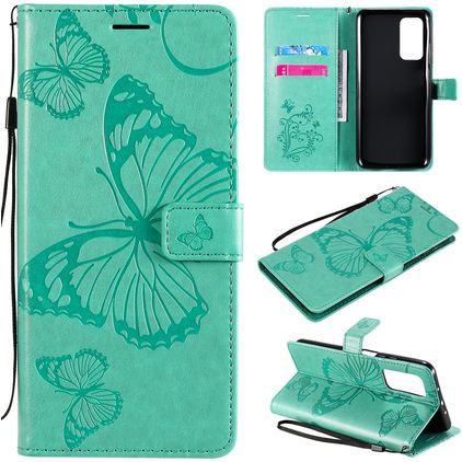 Mobigear Butterfly Xiaomi Mi 10T Lompakkokotelo + Setelitasku - Turkoosi