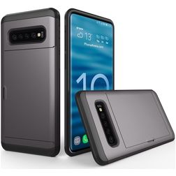 Mobigear Card Samsung Galaxy S10 Hardcase Back cover Antiurto con portacarte - Grigio