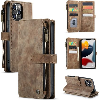 CaseMe C30 iPhone 13 Pro Max Pungetui med Seddelrum - Brun