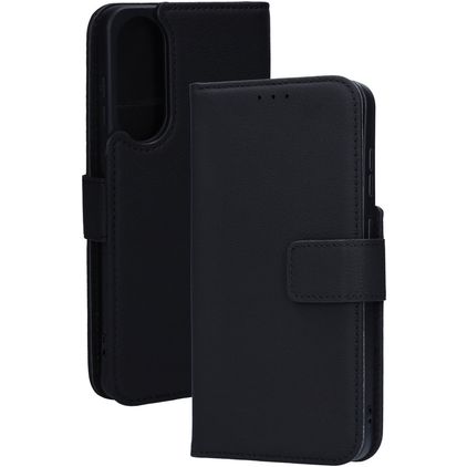 Mobiparts Wallet Samsung Galaxy S25 Edge Aito nahka Lompakkokotelo + Setelitasku - Musta