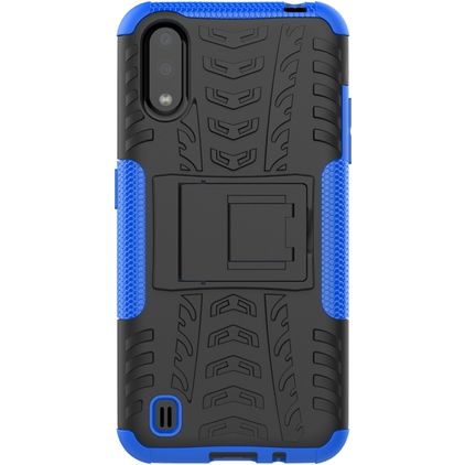 Mobigear Tire Samsung Galaxy A01 Hard Case Back cover Shockproof with Stand - Black / Blue